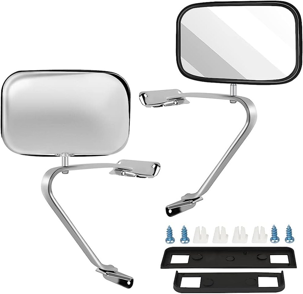 Picture of: ECCPP Manual Side View Mirrors Chrome Pair Set for – Ford F-Series F  F F Bronco Pickup Truck SUV