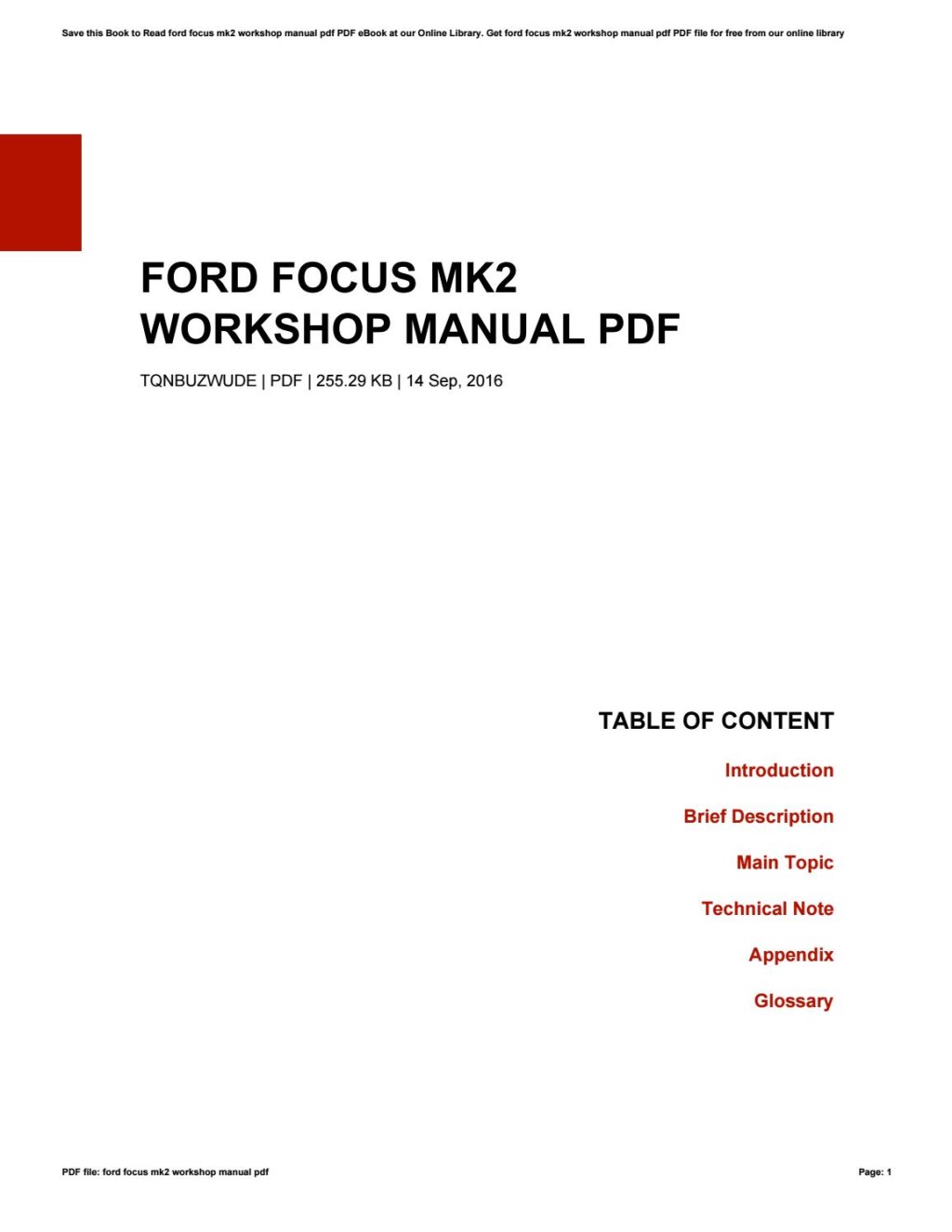 Picture of: Ford focus mk workshop manual pdf by JeanWise56 – Issuu
