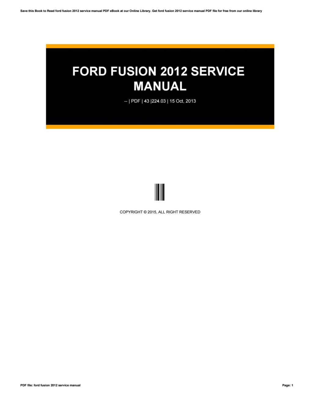 Picture of: Ford fusion  service manual by HeatherSpiker – Issuu