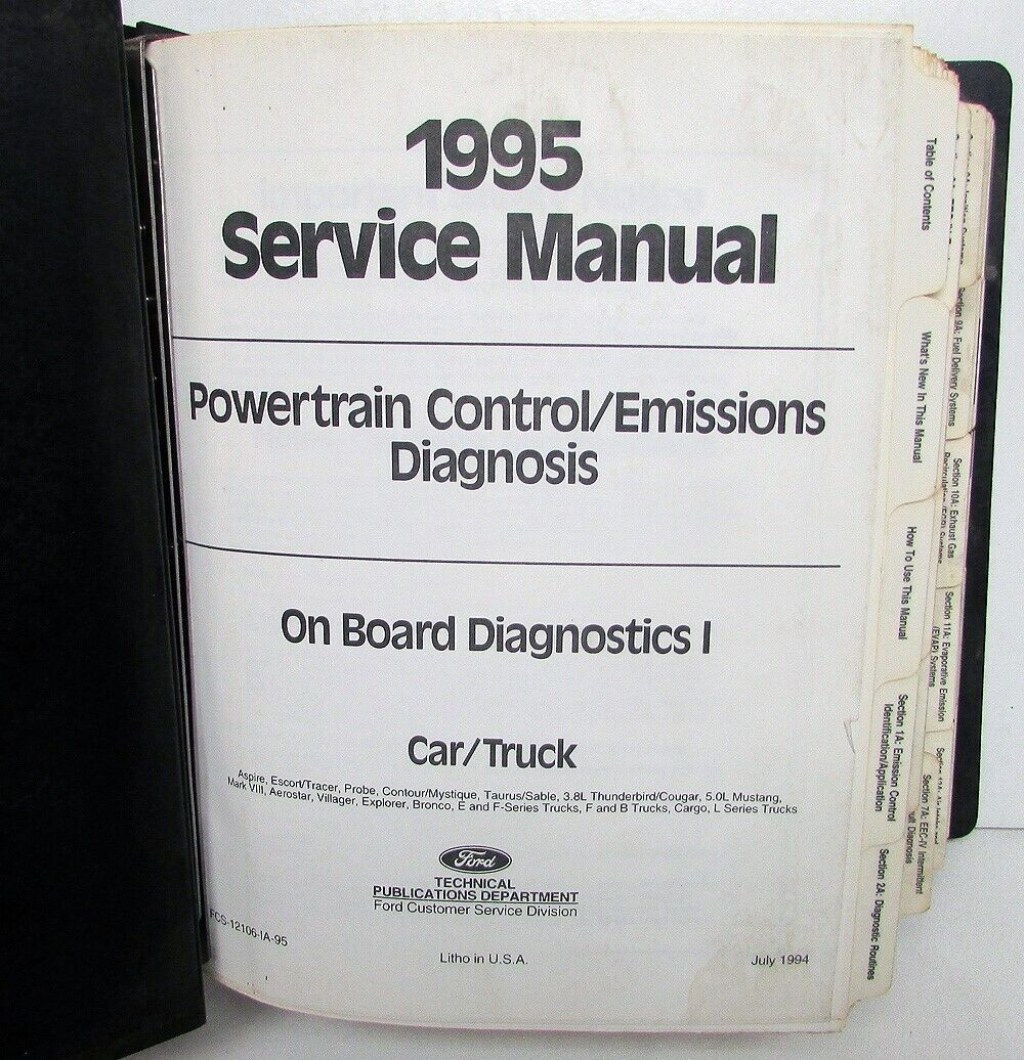 Picture of: Ford Powertrain Control Emissions Diagnosis Service Manual Car-Truck  OBD-I