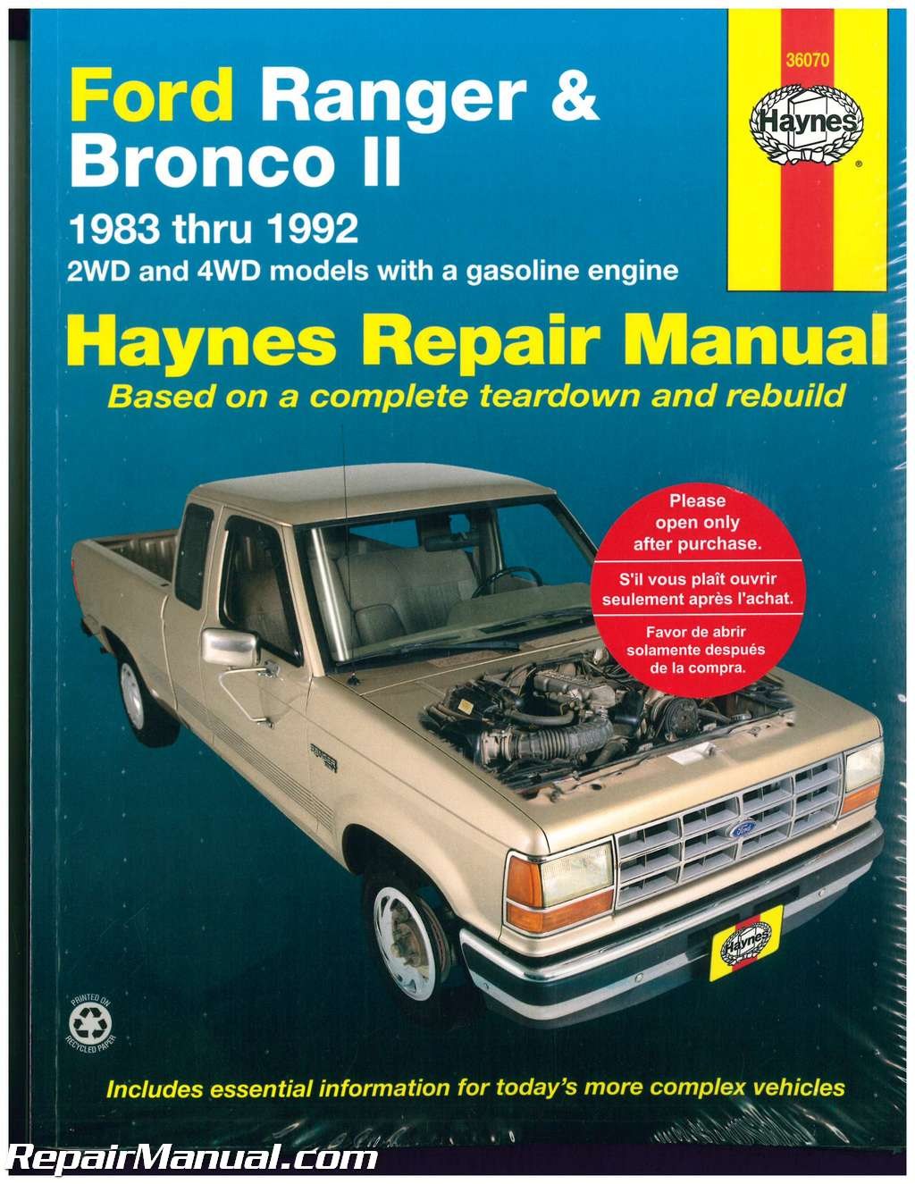 Picture of: Ford Ranger Pick-up Trucks and Bronco II – Haynes Truck Repair  Manual