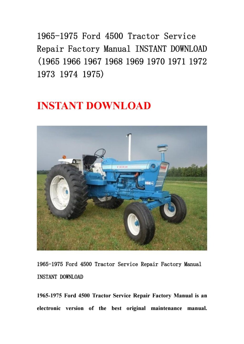 Picture of: ford  tractor service repair factory manual instant