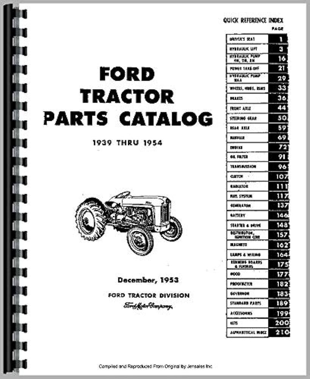 Picture of: Jensales Parts Manual Compatible with Ford N Tractor (-)