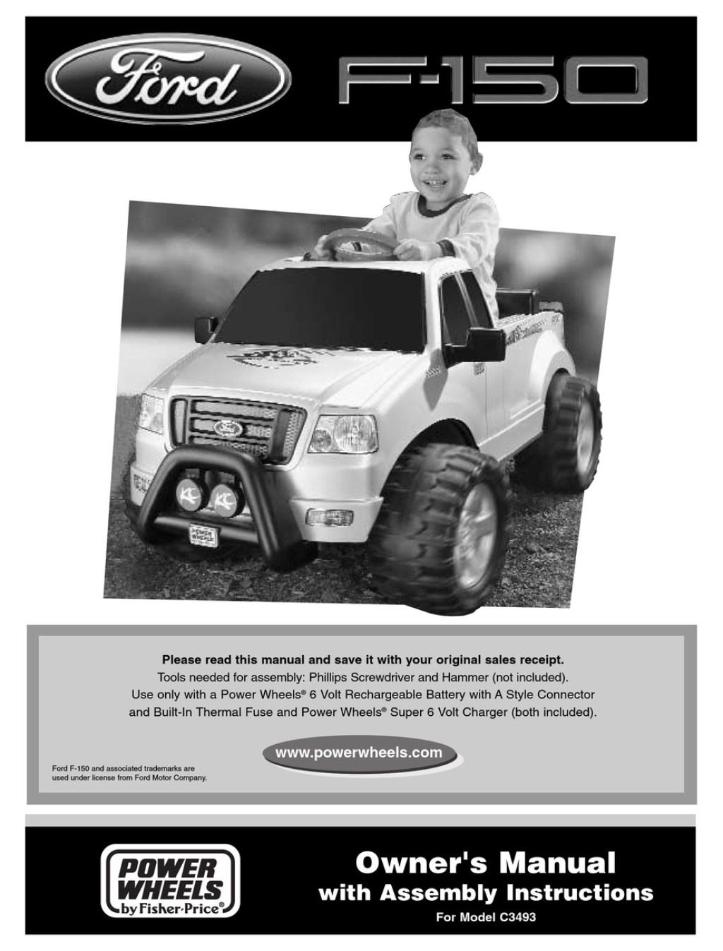 Picture of: POWER WHEELS FORD F- OWNER’S MANUAL WITH ASSEMBLY INSTRUCTIONS