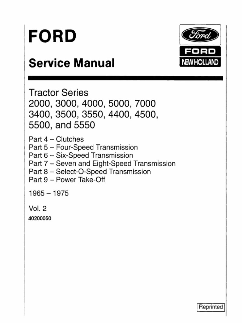 Picture of: Service Manual For Ford Tractor Series , , ,