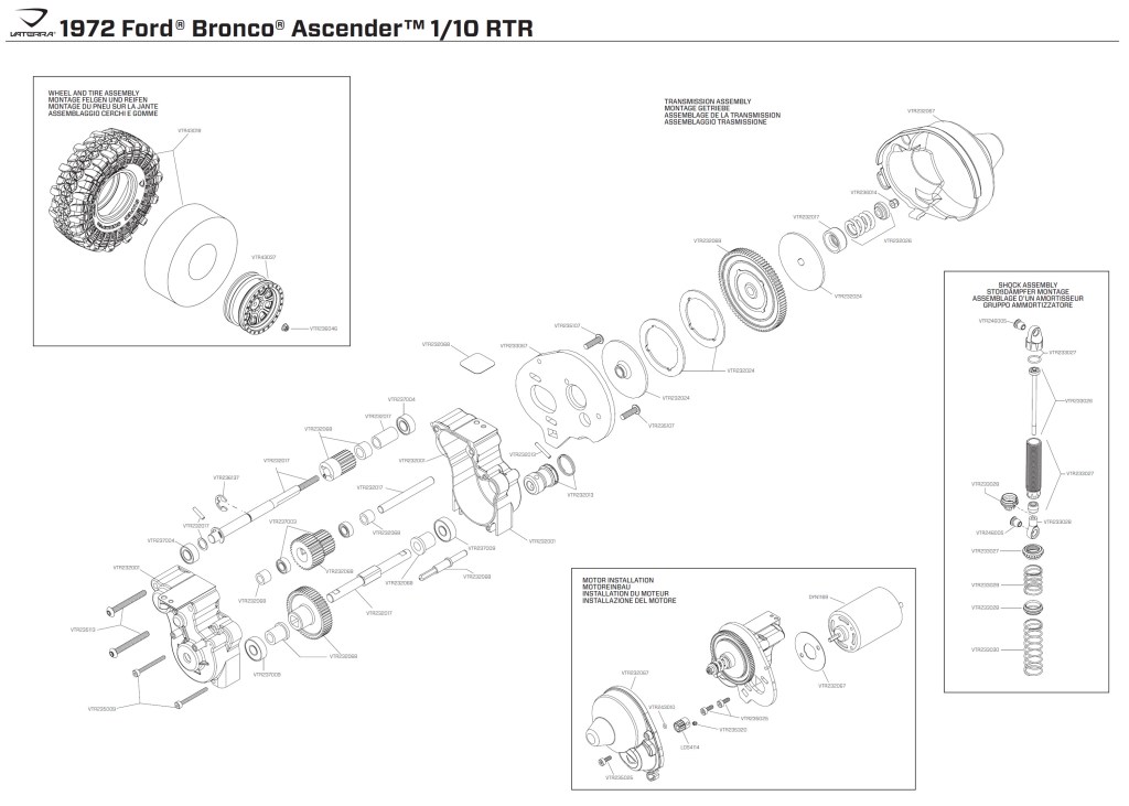 Picture of: Exploded view: Vaterra Ford Bronco  :0 WD Ascender RTR